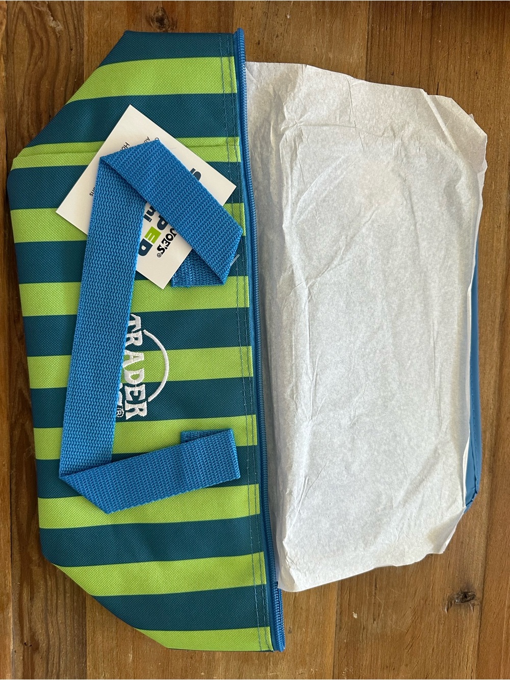 Green & Blue Striped Trader Joe's - Insulated